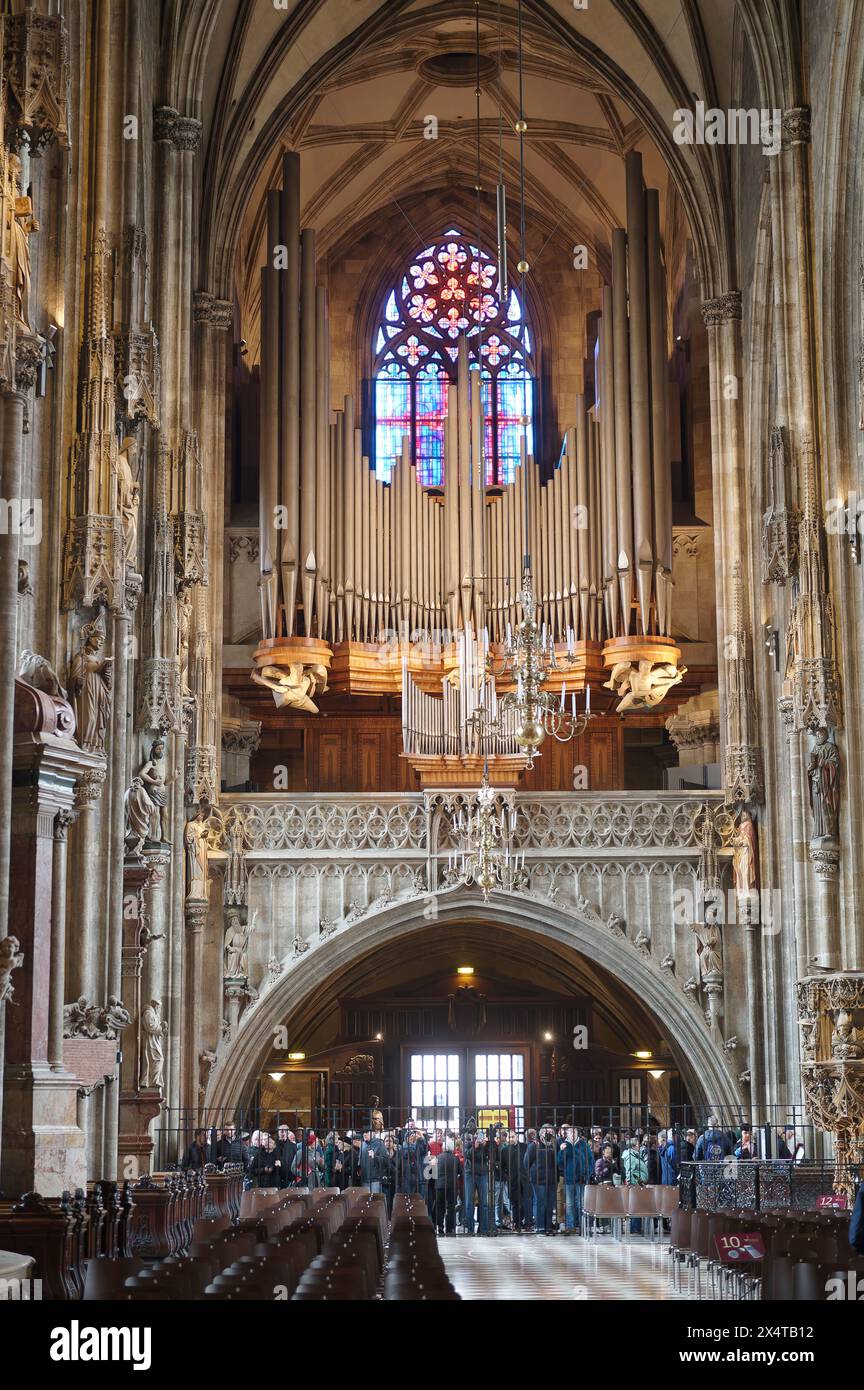 Vienna, Austria, St. Stephen's Cathedra. Kaufmann organ on the west gallery Stock Photo