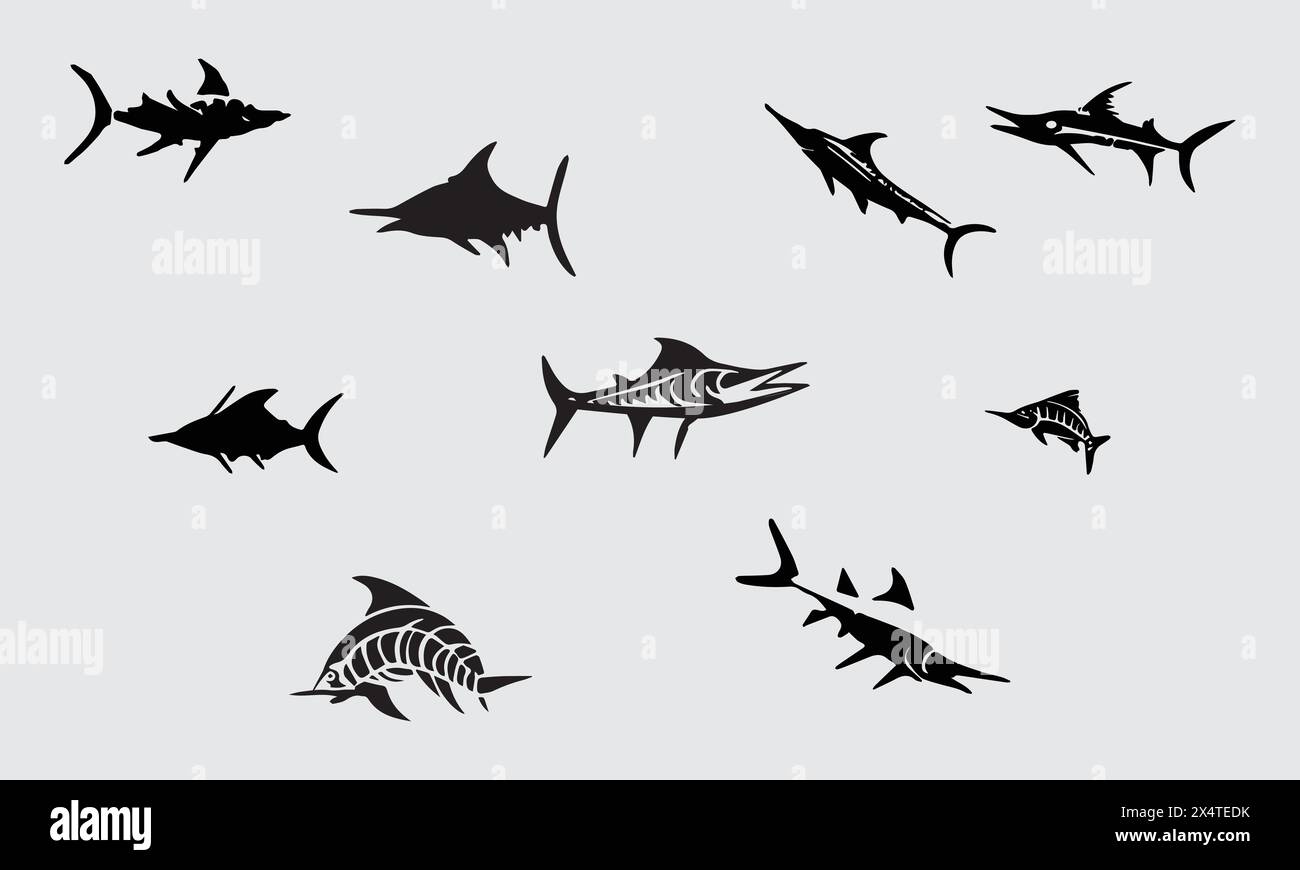 Minimal style illustration icon Black Marlin Stock Vector