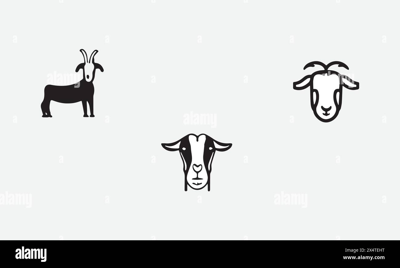 Minimal style illustration icon Boer Goat Stock Vector