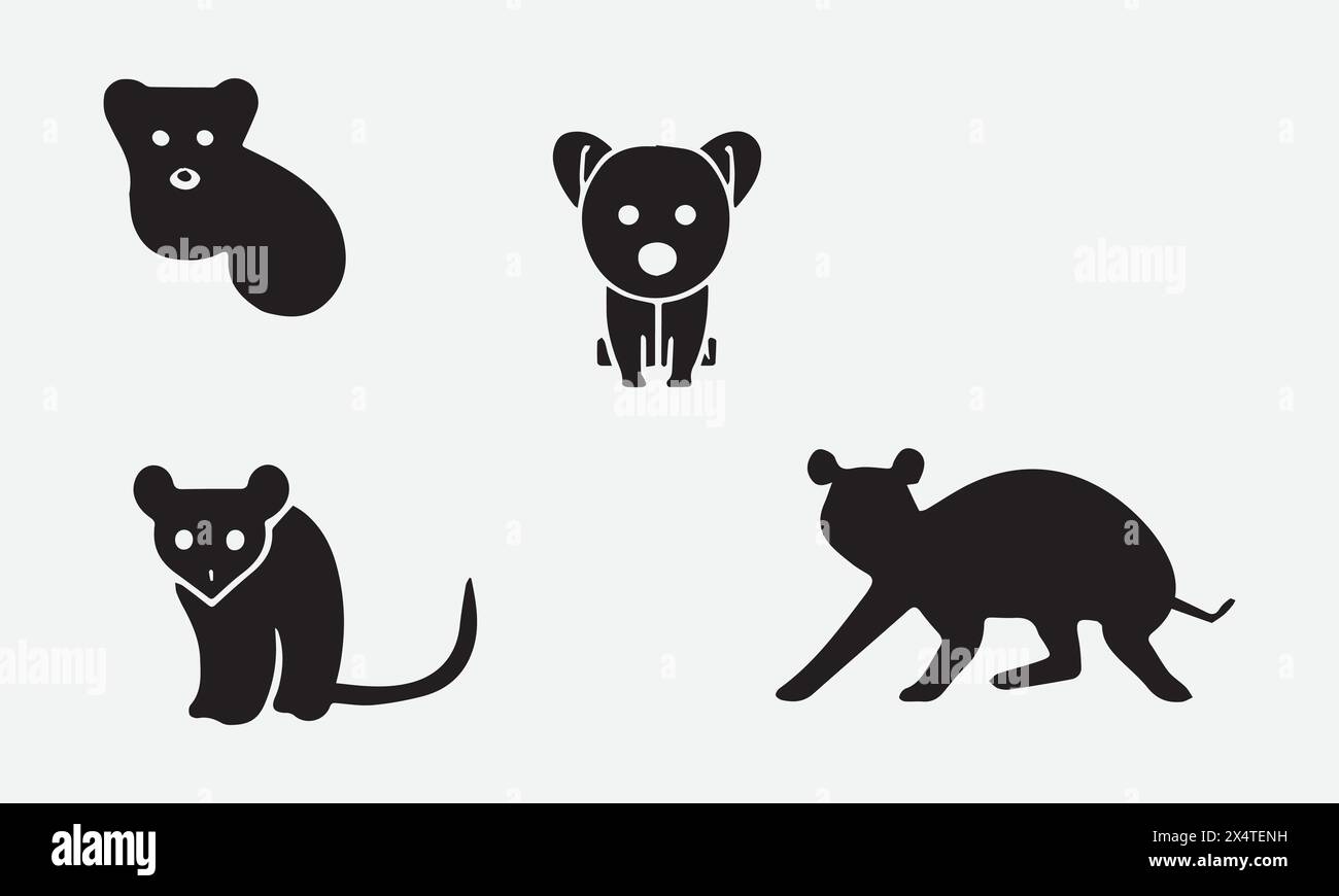 Minimal style illustration icon Bush Dog Stock Vector