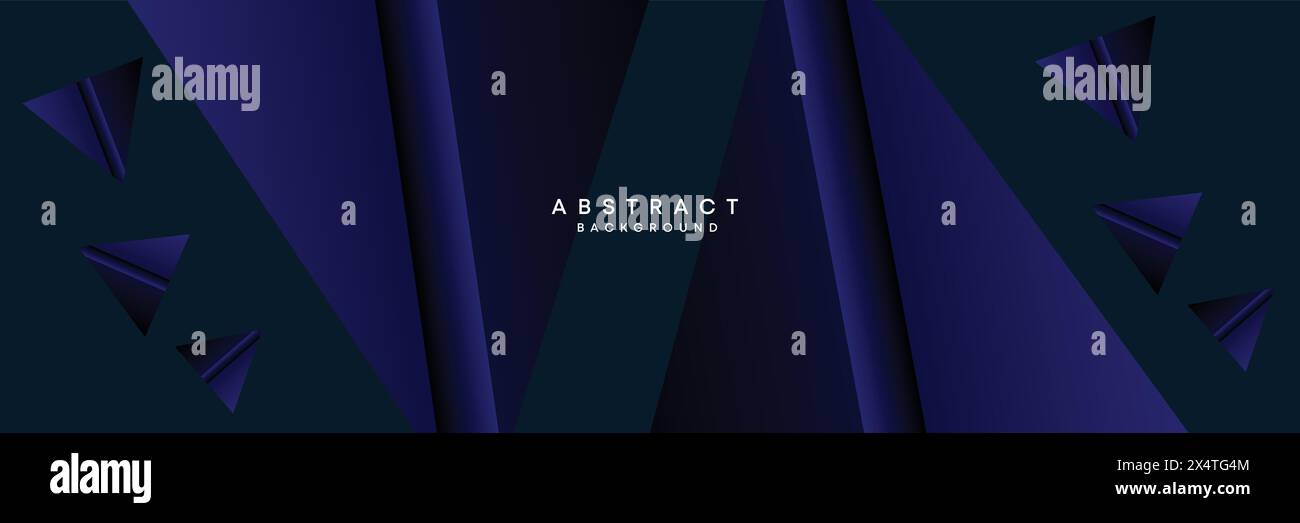 Dark blue, black abstract technological modern geometric banner background. dark navy blue gradient web header, promotional background, banner design Stock Vector
