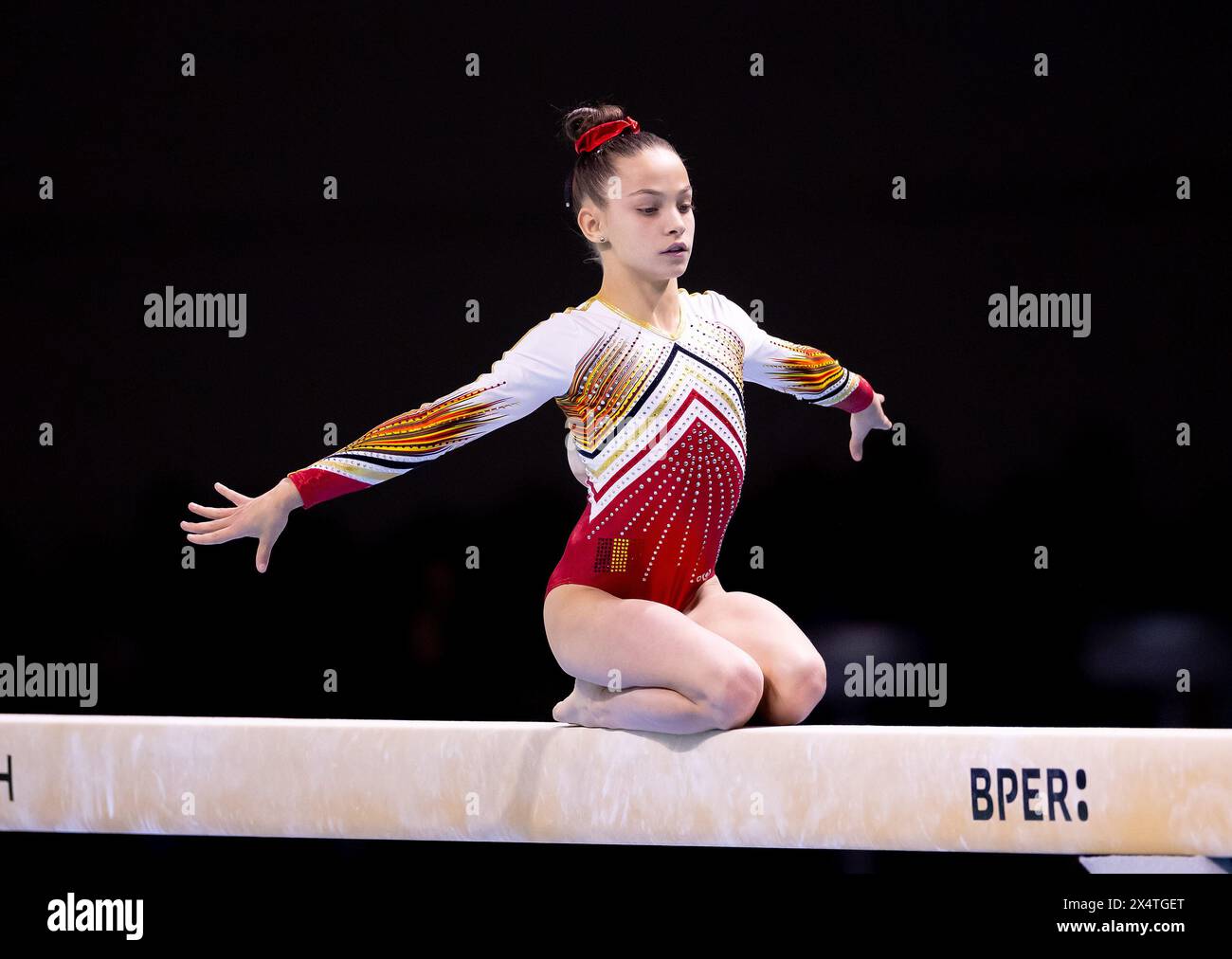 Rimini, Italy. 5th May 2024. RIMINI - Liese Vieuxtemps (BEL) in action during the junior event final on balance beam at the European Gymnastics Championships in the Fiera di Rimini  Alamy / Iris van den Broek Credit: Iris van den Broek/Alamy Live News Stock Photo