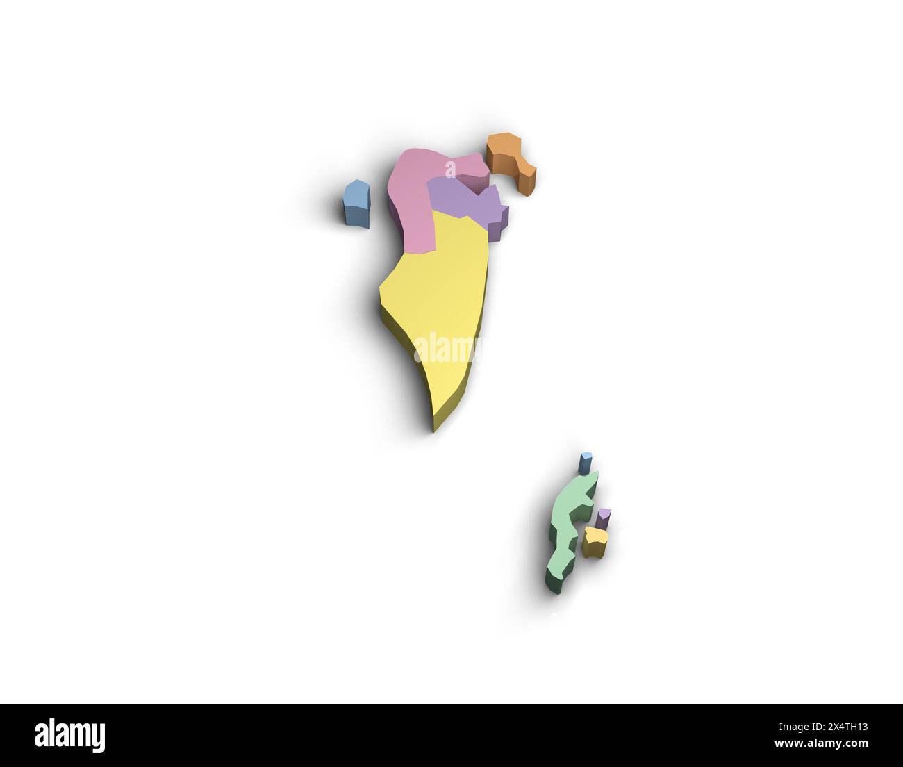 3d Bahrain color map illustration white background isolate Stock Photo ...