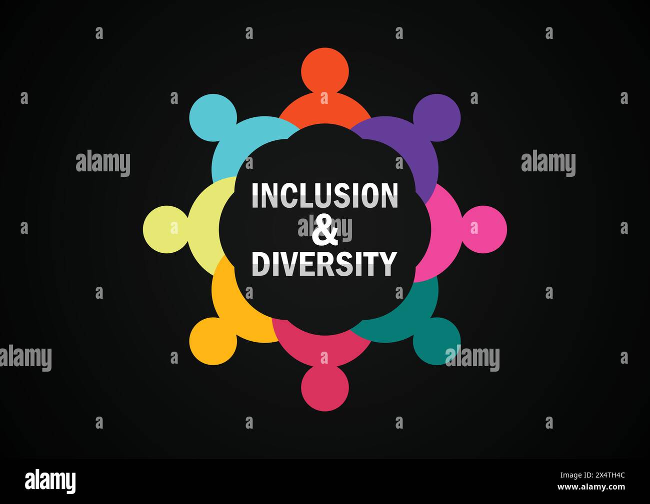 Inclusion and diversity infographic Silhouettes people vector set, multi color people icon represent inclusion and diversity social Stock Vector