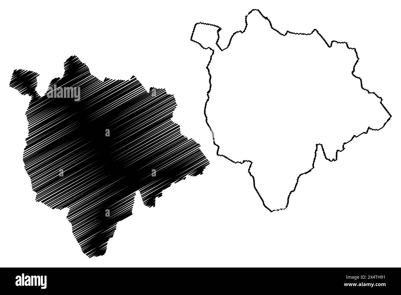 Mattersburg district (Republic of Austria or Österreich, Burgenland state) map vector illustration, scribble sketch Bezirk Mattersburg map Stock Vector