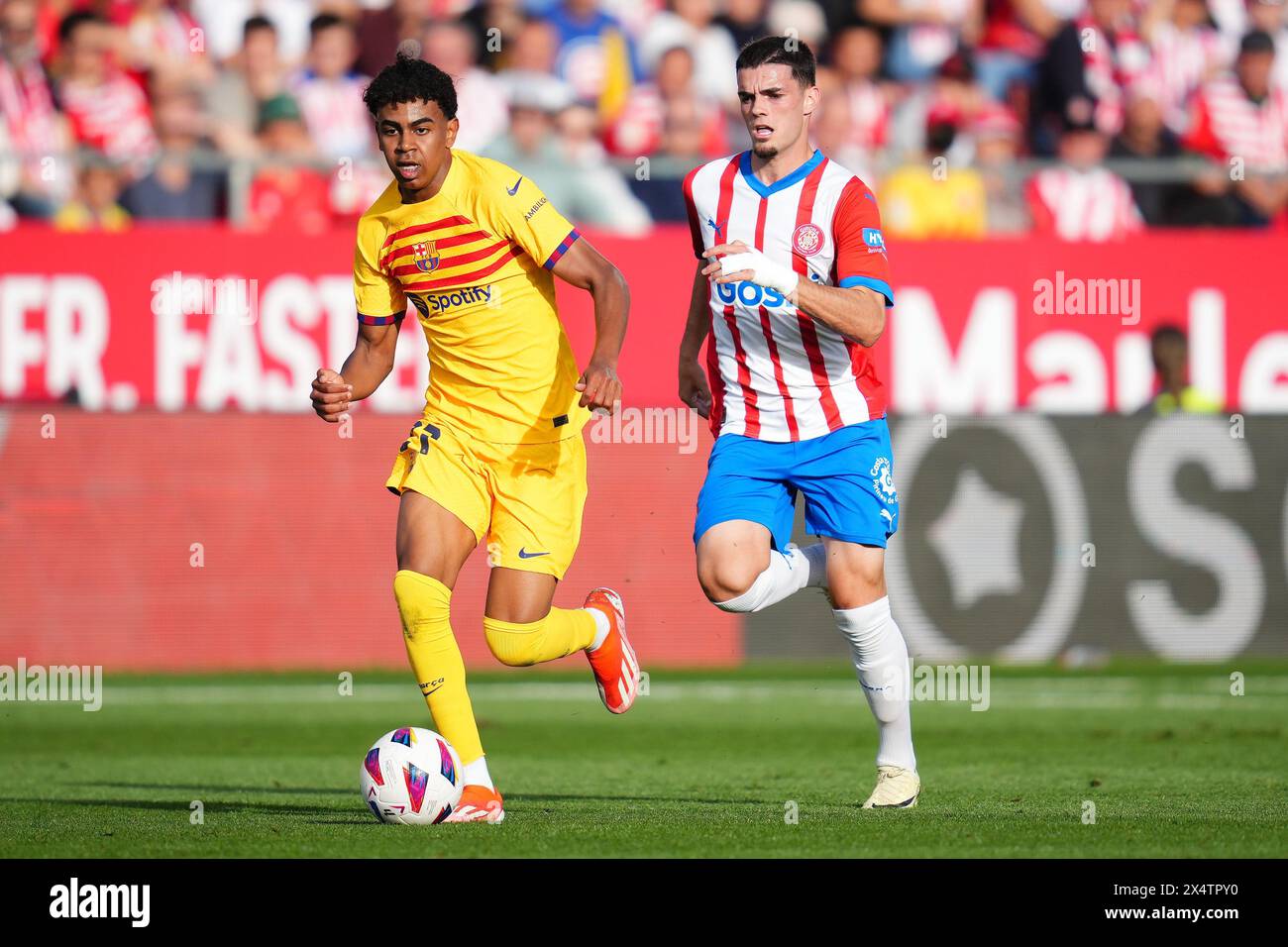 Girona, Spain. 04th May, 2024. Lamine Yamal of FC Barcelona during the La Liga EA Sports match between Girona FC and FC Barcelona played at Montilivi Stadium on May 04, 2024 in Girona, Spain. (Photo by Bagu Blanco/PRESSINPHOTO) Credit: PRESSINPHOTO SPORTS AGENCY/Alamy Live News Stock Photo