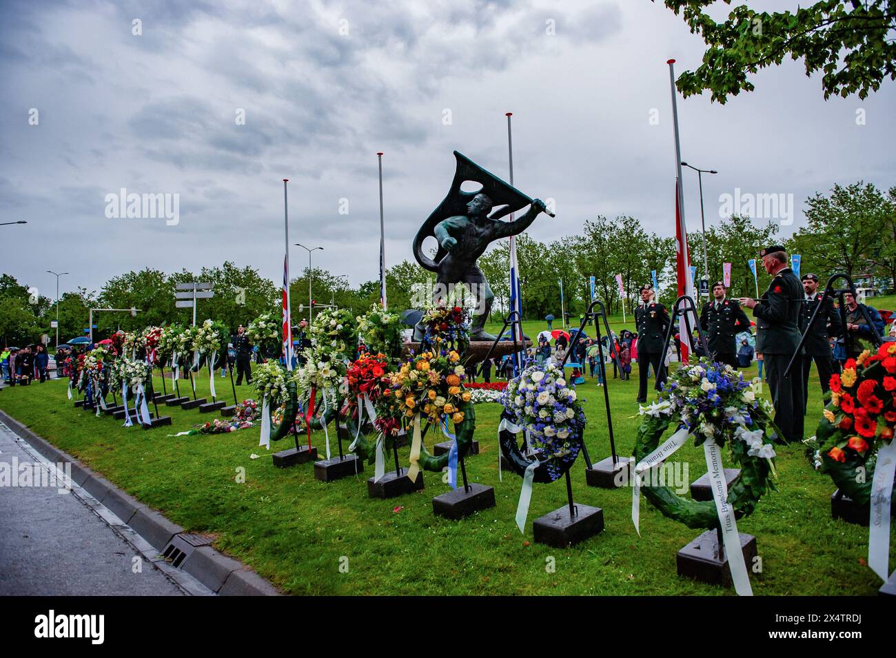 Nijmegen, Netherlands. 04th May, 2024. The war monument is seen ...