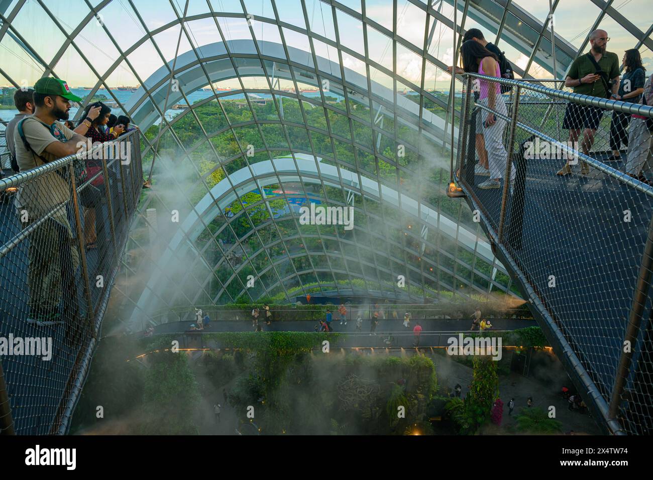 Looking down at the Cloud Forest, Gardens By the Bay, Singapore Stock Photo