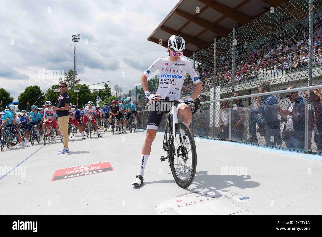 San Francesco Al Campo Italia. 05th May 2024. Baudin Alex Team Decathlon Ag2R La Mondiale dressing White jersey at the stage 2 of the of the Giro d Italia from San Francesco al