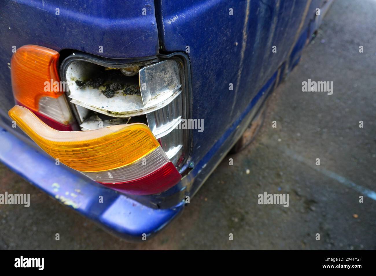 A Broken Tail Light as a Consequence of a Car Accident Stock Photo