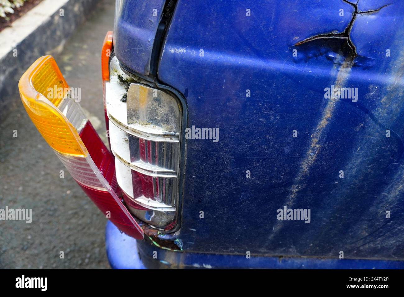 Tail light broken from car accident , safety concept Stock Photo