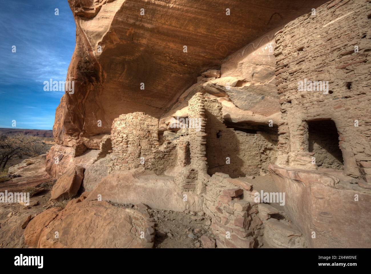 River House Ruin, Ancestral Puebloan Cliff Dwelling, 900-1300 AD Bears Ears National Monument, Utah, USA Stock Photo