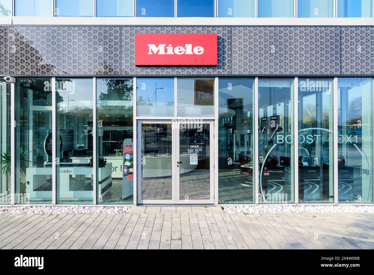 Bucharest, Romania, 6 November 2021: Miele showroom and offices in City Gate Towers in the Northern part of the city in a sunny autumn day Stock Photo