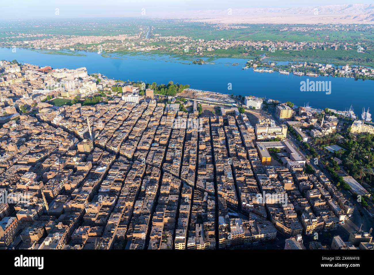 Luxor, Egypt;  - May 5, 2024 - An aerial view of the city of Luxor, Egypt. Stock Photo