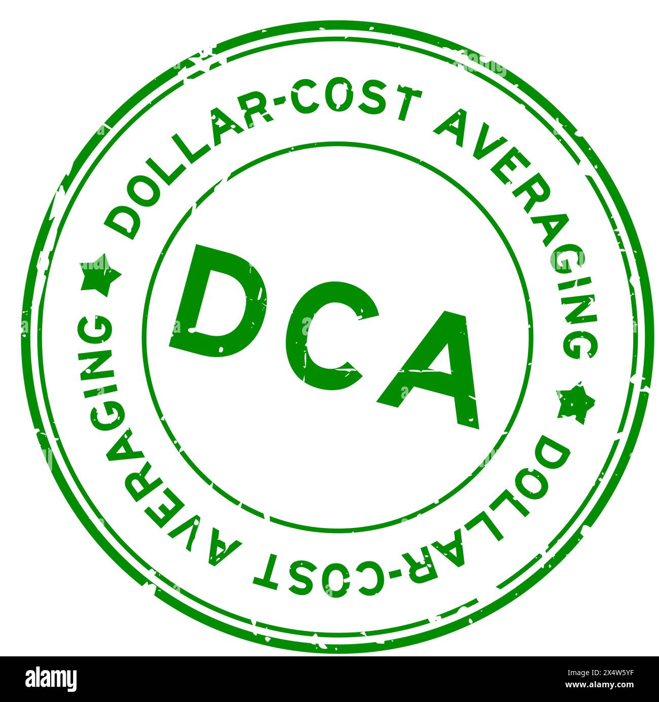 Grunge green DCA Dollar-cost averaging word round rubber seal stamp on white background Stock Vector