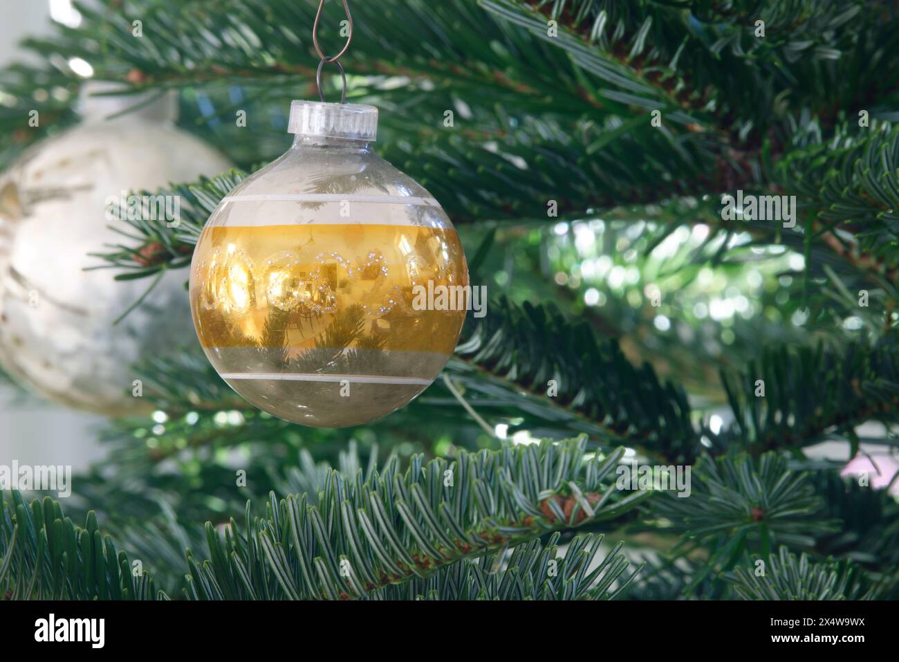 Vintage Christmas tree decorations Stock Photo
