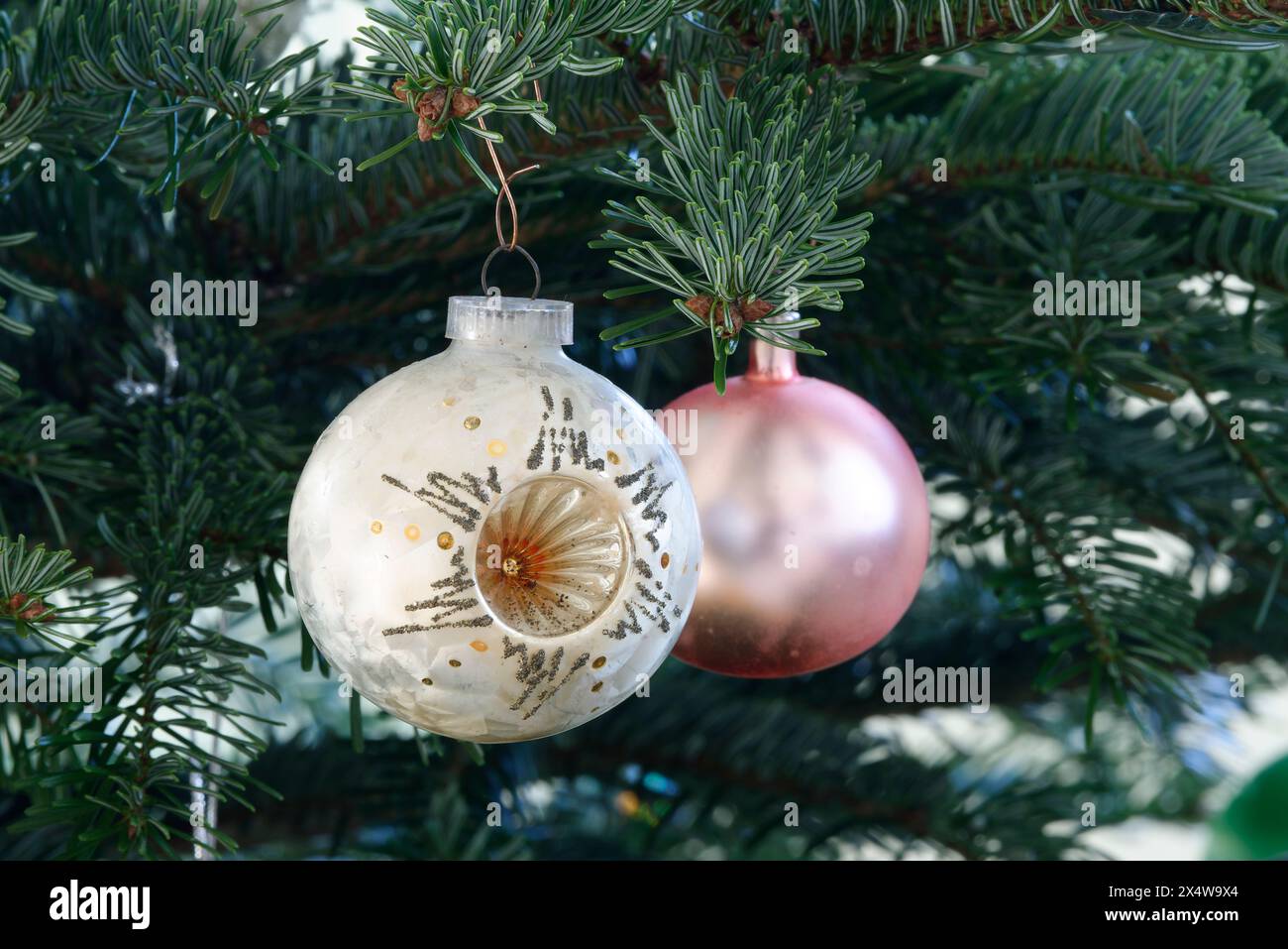Vintage Christmas tree decorations Stock Photo