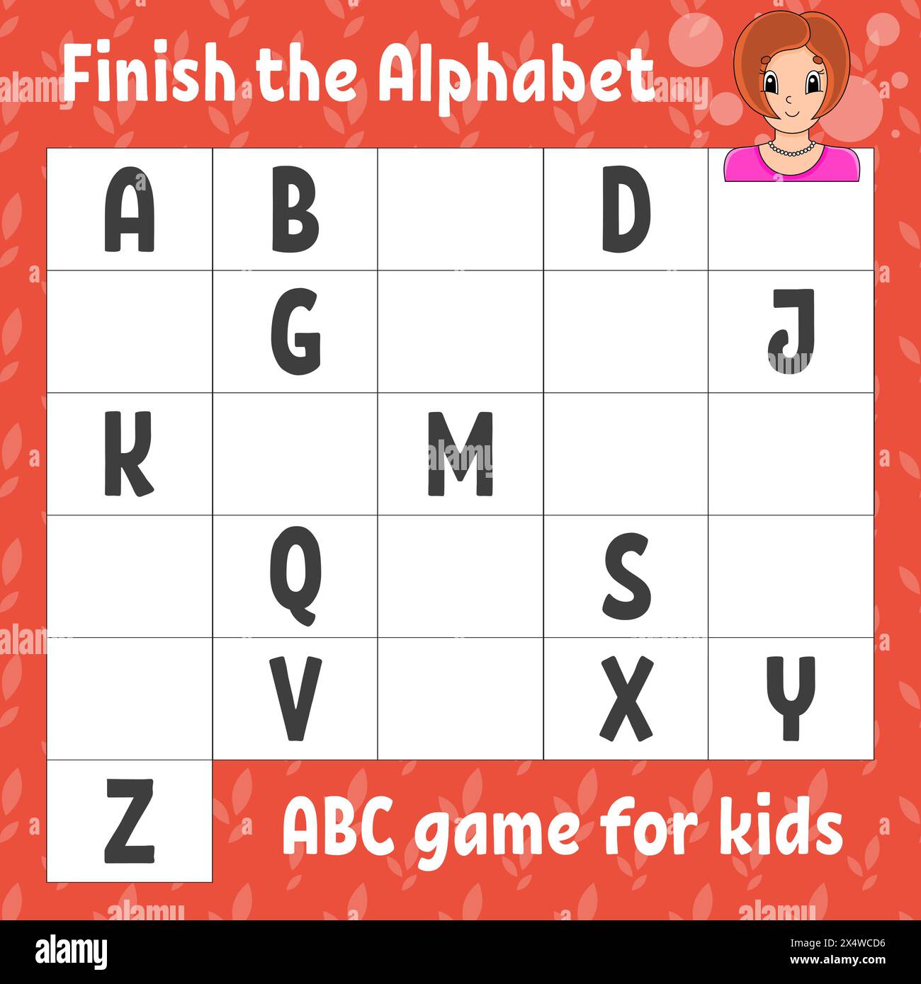 Finish the alphabet. ABC game for kids. Education developing worksheet ...
