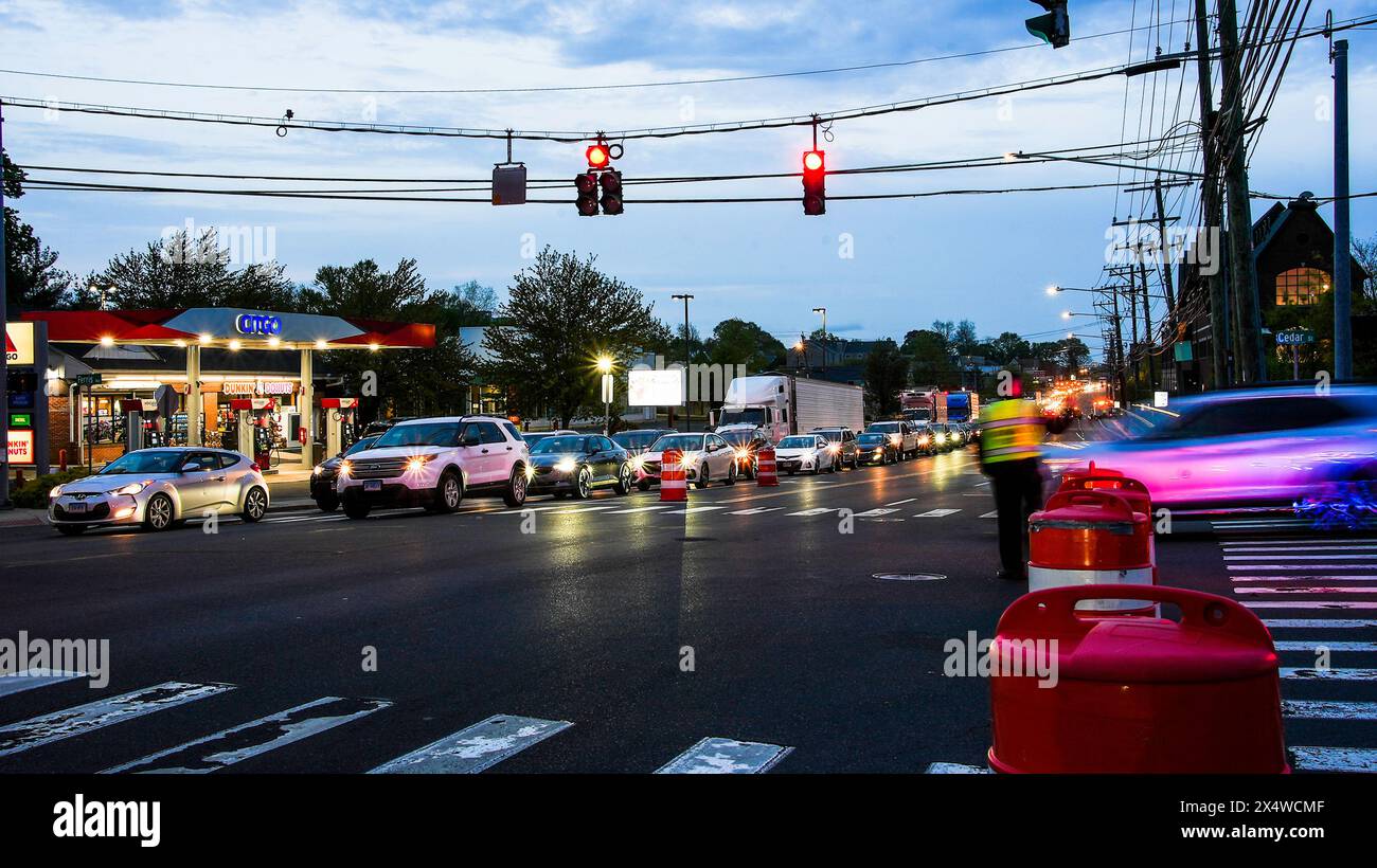 NORWALK, CT, USA MAY 4, 2024 Traffic on Road 1 Boston Post Road
