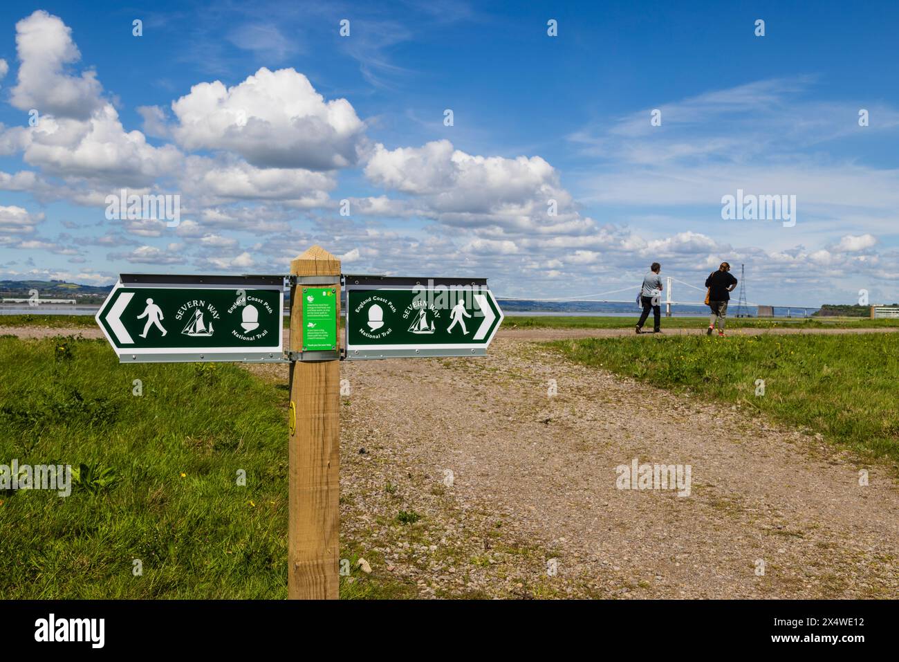 Signpost, Severn Way, England Coast Path, National Trail, Gloucestershire, England Stock Photo