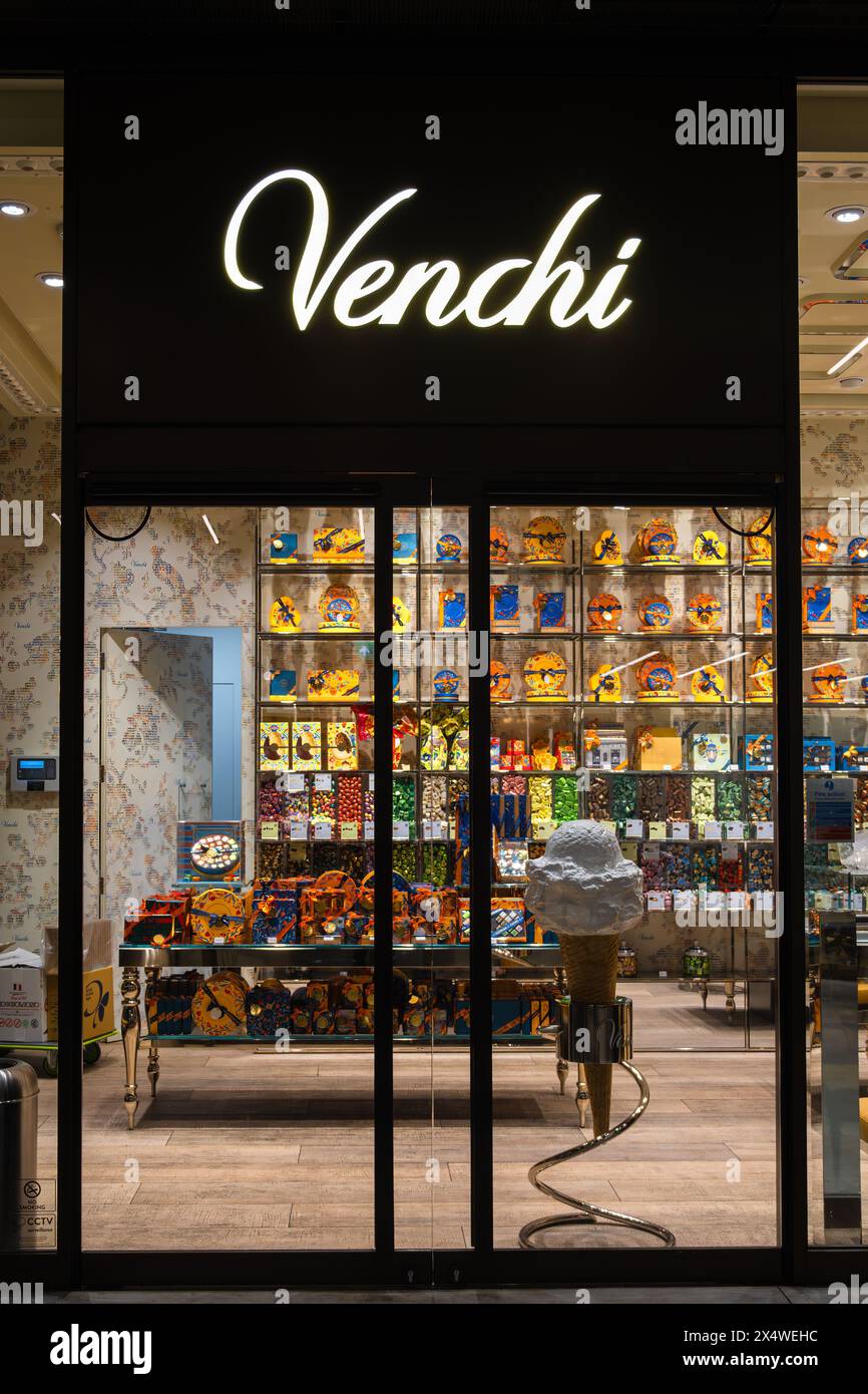 London, United Kingdom - April 29, 2024: Venchi is an Italian gourmet chocolate manufacturer founded by chocolatier Silviano Venchi. Stock Photo