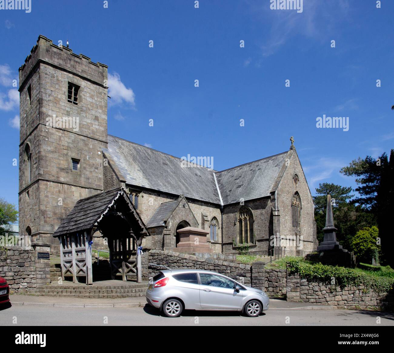St Cadoc’s Trevethin is Grade II listed Gothic church in the Perpendicular style with parish records dating to c1650, much valued for family history Stock Photo
