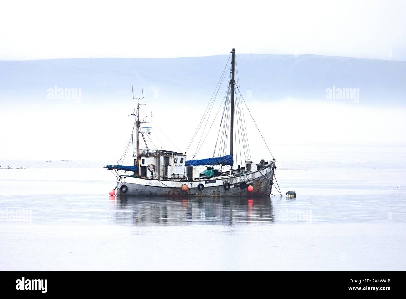 Fishing boat at Houton Head, Orkneys, Scotland Stock Photo