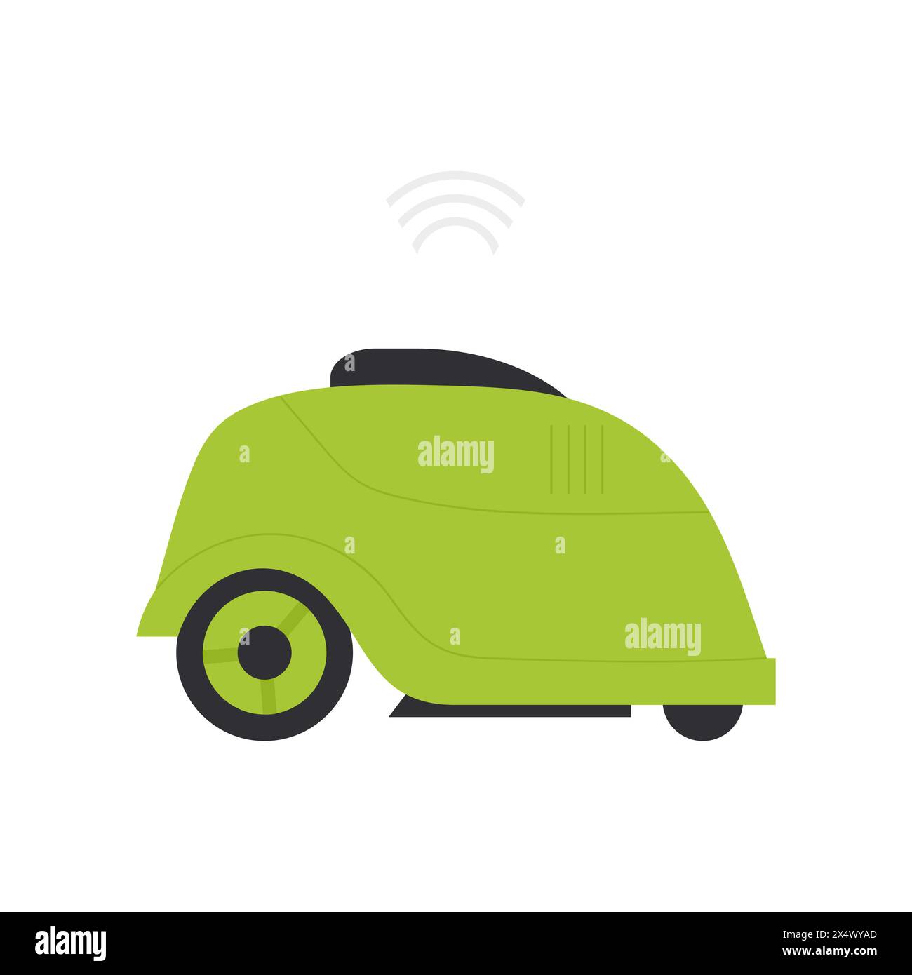 Robot lawnmower, automatic equipment for cutting grass on lawn vector illustration Stock Vector