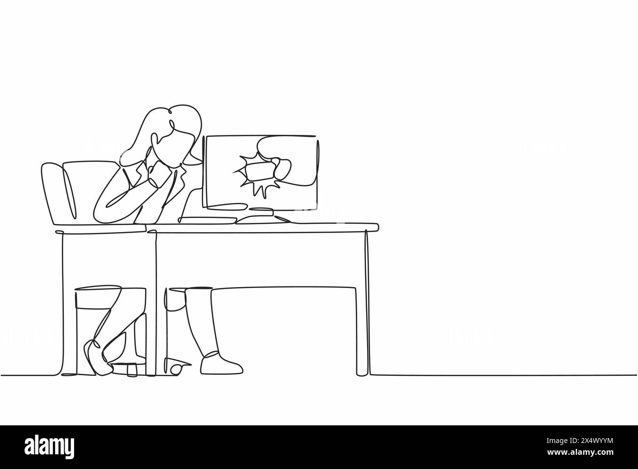 Angry business woman breaking laptop Stock Vector Images - Alamy