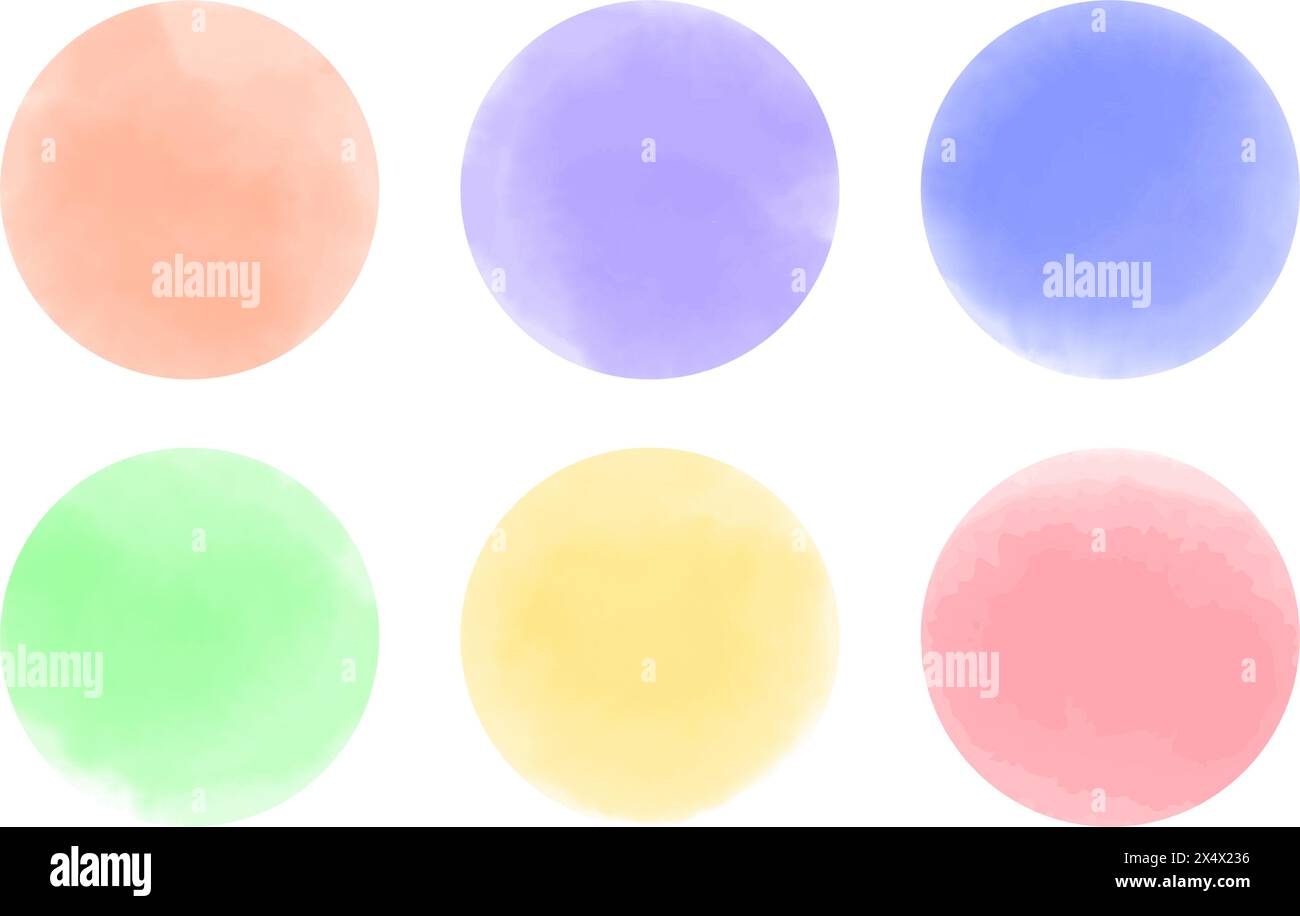 watercolor design elements. Set of multicolored watercolor dots. Vector illustration Stock Vector