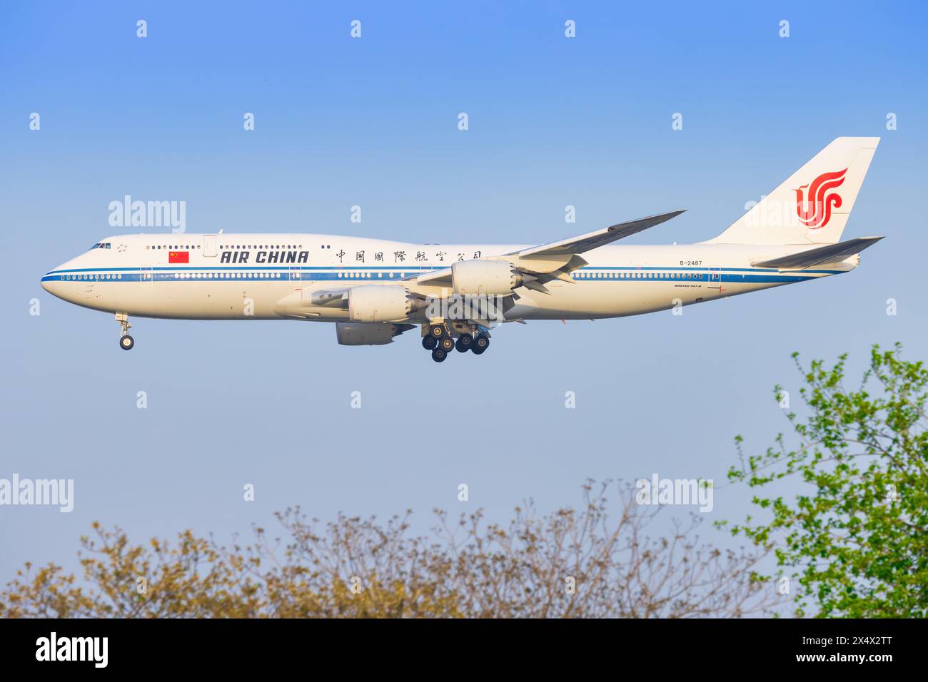 Boeing 748 from China Airliners at Shanghai Hongqiao Airport in China in April 2024 Stock Photo