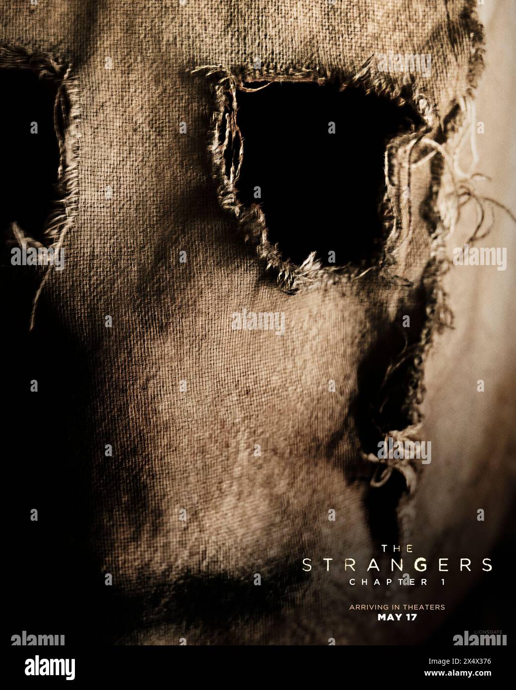 The Strangers: Chapter 1 (2024) directed by Renny Harlin and starring Madelaine Petsch, Rachel Shenton and Gabriel Basso. A young couple drive cross-country toward a new beginning; unfortunately they have no choice but to stop in a secluded Airbnb in Oregon and endure a night of terror against three masked strangers. Publicity poster ***EDITORIAL USE ONLY***. Credit: BFA / Lionsgate Stock Photo