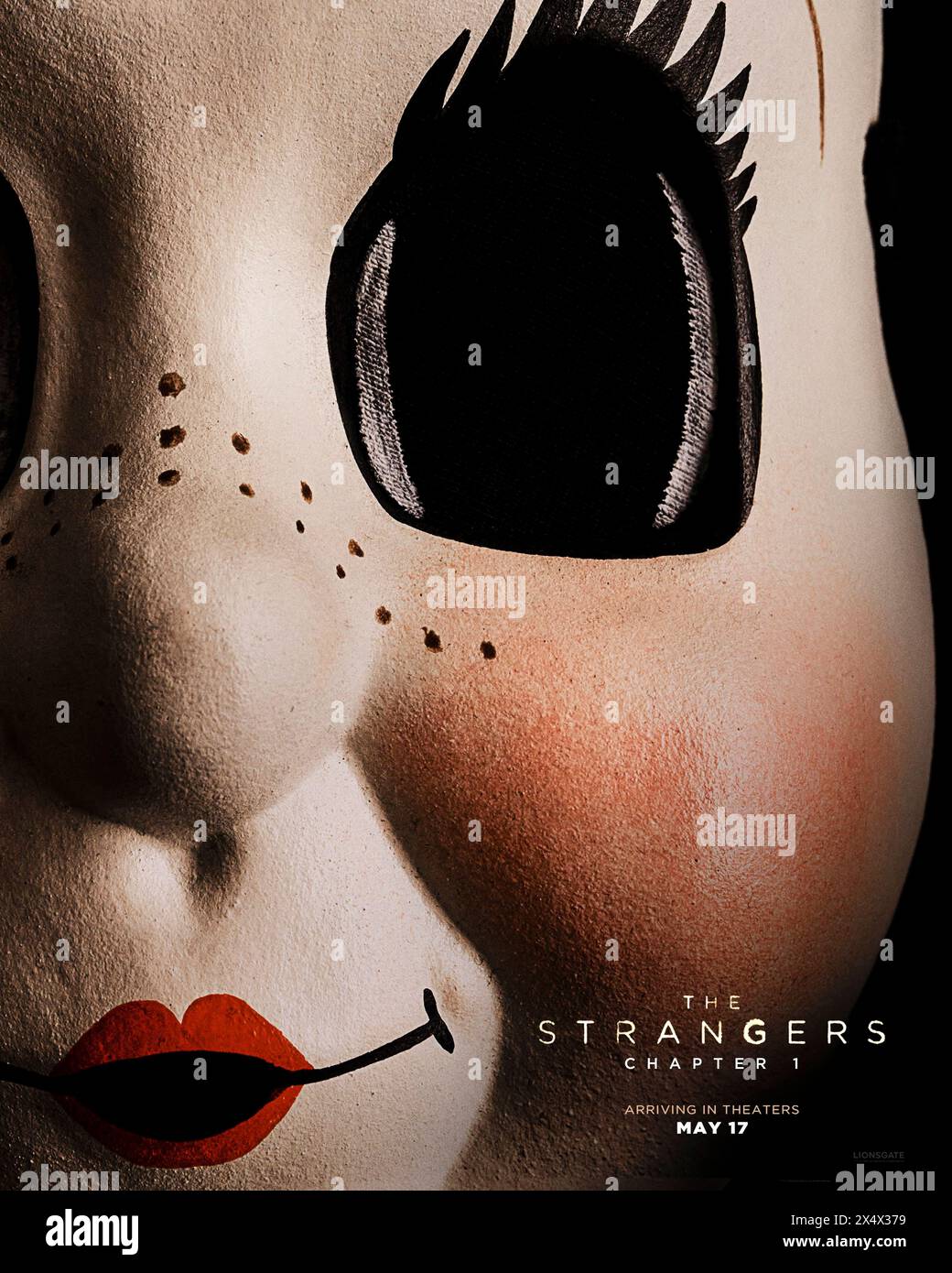 The Strangers: Chapter 1 (2024) directed by Renny Harlin and starring Madelaine Petsch, Rachel Shenton and Gabriel Basso. A young couple drive cross-country toward a new beginning; unfortunately they have no choice but to stop in a secluded Airbnb in Oregon and endure a night of terror against three masked strangers. Publicity poster ***EDITORIAL USE ONLY***. Credit: BFA / Lionsgate Stock Photo