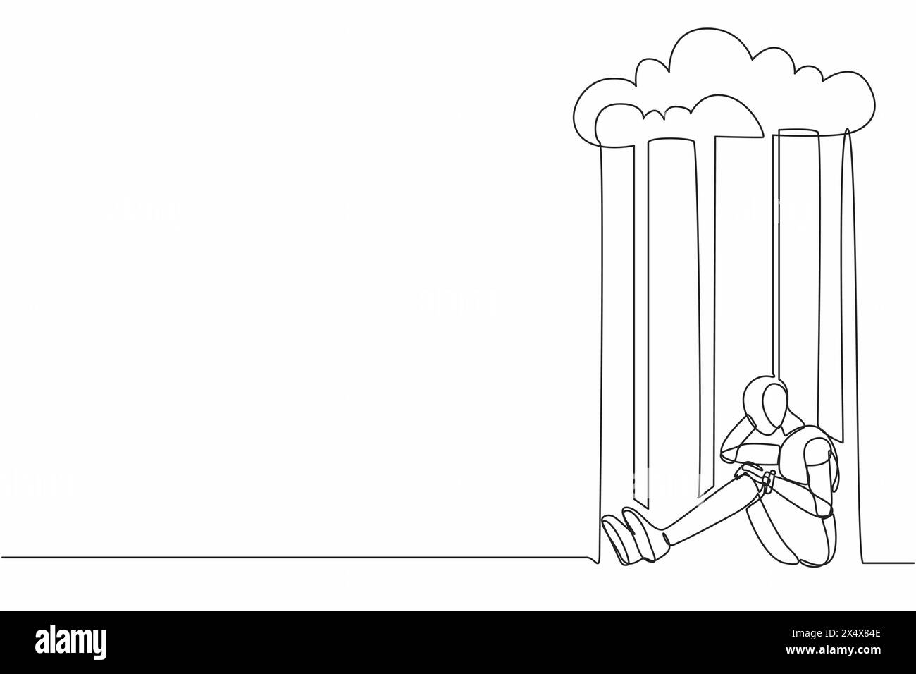 continuous-one-line-drawing-robot-feeling-sad-and-depression-sitting