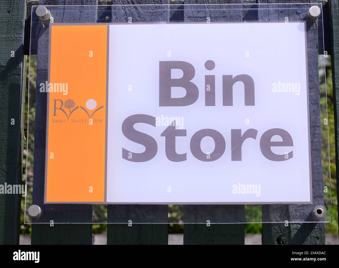 Sign, signage, bin store, Ribble Valley, Lancashire, UK Stock Photo - Alamy