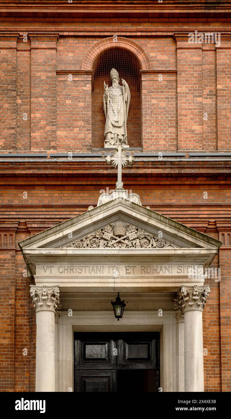 St Patrick's Church, Soho Square: A historic Catholic church in London's Soho, known for its stunning architecture and vibrant parish community. Stock Photo