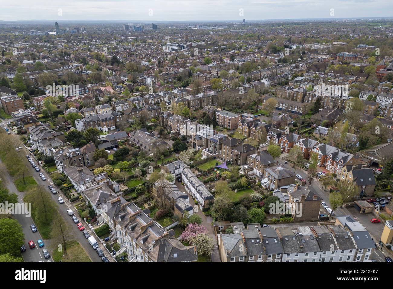 General Aerial View Of Residential Area Of Ealing W5 London Uk