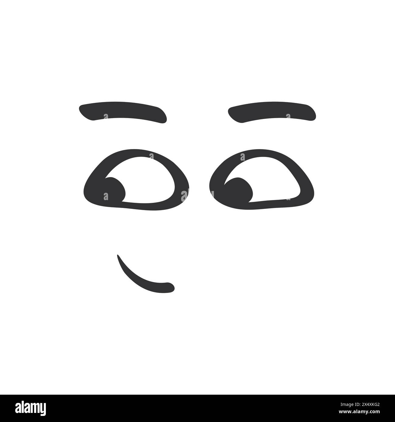 Sly character smiling, facial expression in monochrome doodle style