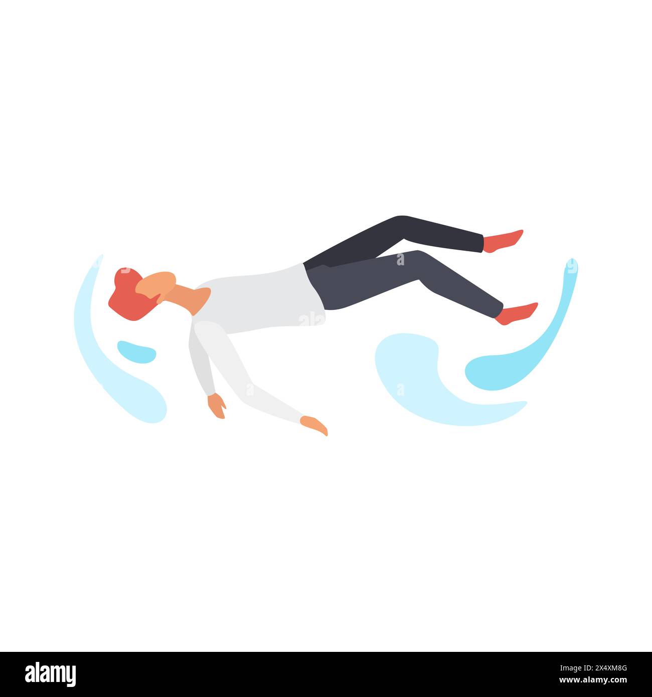Man flying in air flow, action of male character falling in sky vector illustration Stock Vector