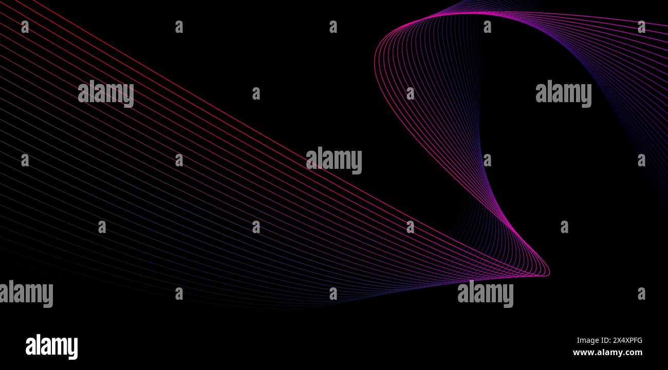 glowing wave lines on dark background. Dynamic wave pattern. Modern flowing wavy lines. Vector illustration Stock Vector