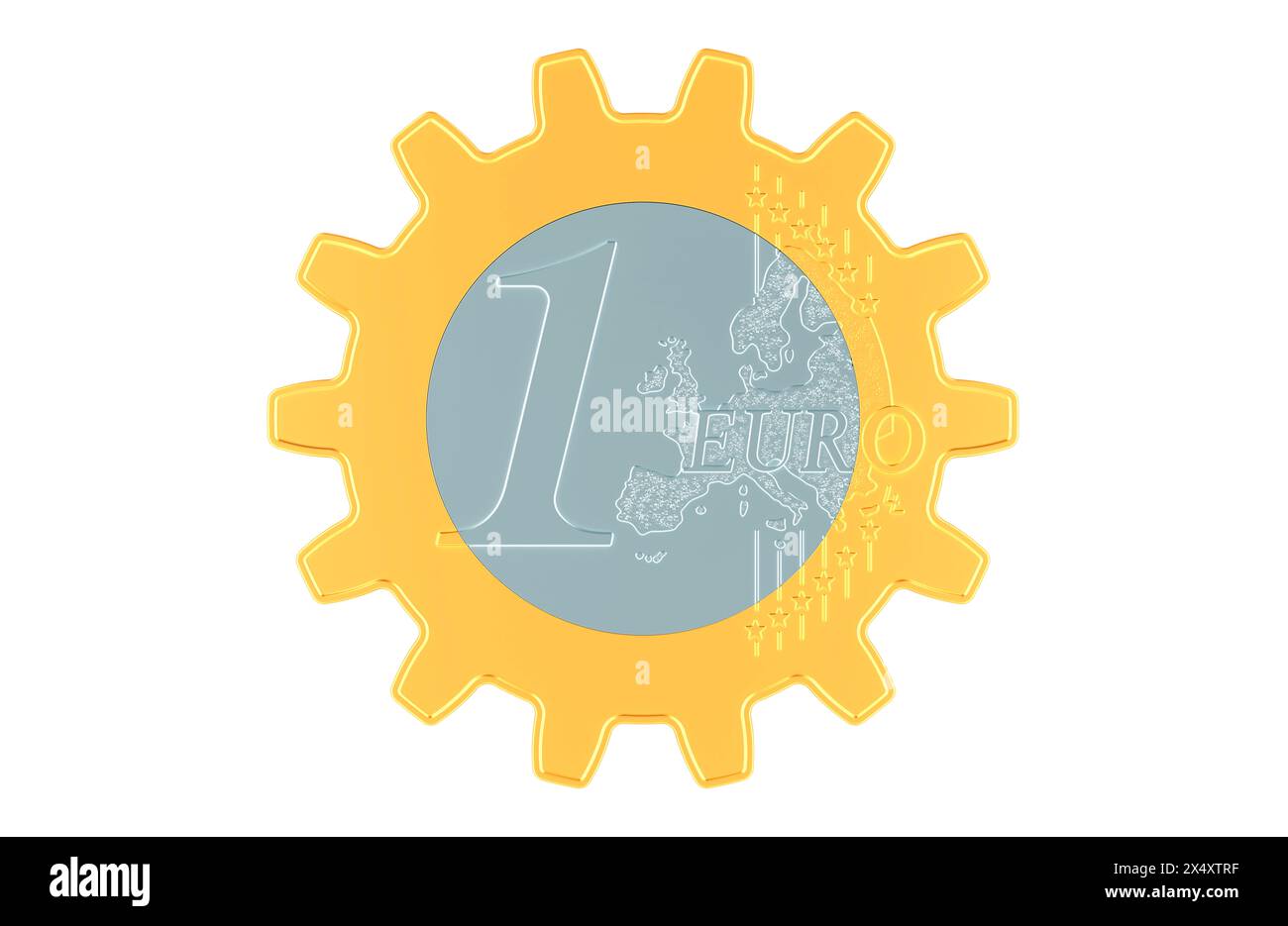 Euro coin as gear, 3D rendering isolated on white background Stock ...