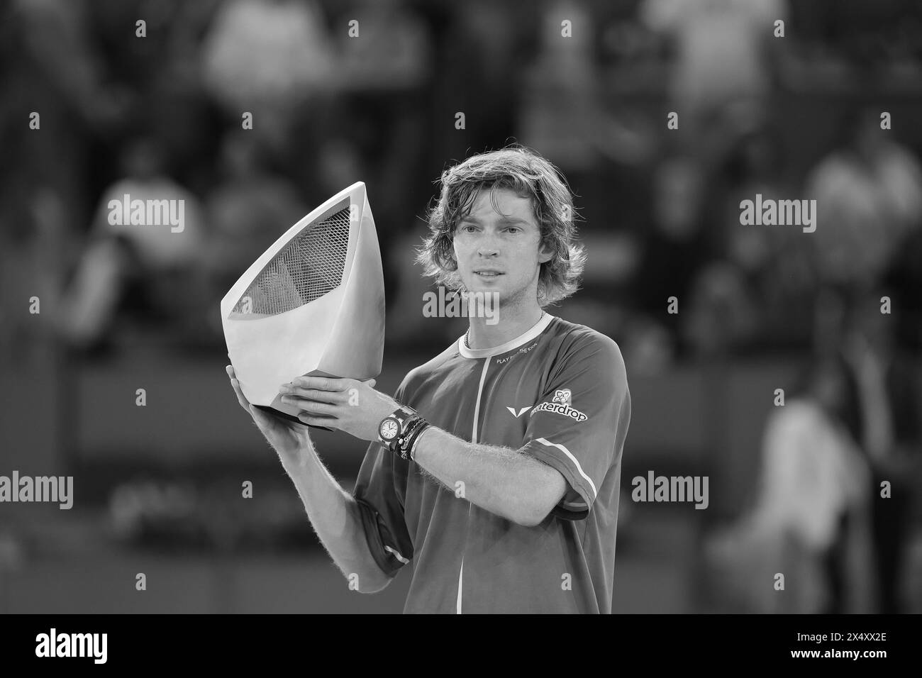 Madrid, Spain. 05th May, 2025. Andrey Rublev poses with the Mutua