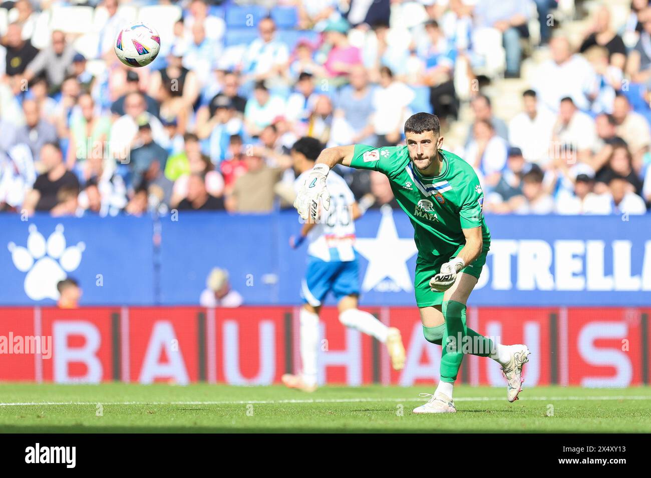 Barcelona, Spain. 05th May, 2024. Goalkeeper Joan García (1) of Espanyol seen during the LaLiga 2 match between Espanyol and Sporting Gijon at the Stage Front Stadium in Barcelona. (Photo Credit: Gonzales Photo/Alamy Live News Stock Photo