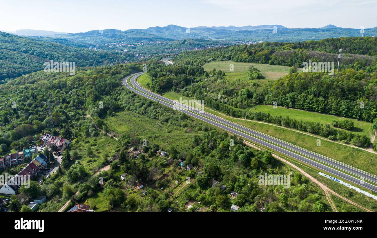 Aerial View of Road in the Mountains Stock Photo - Alamy