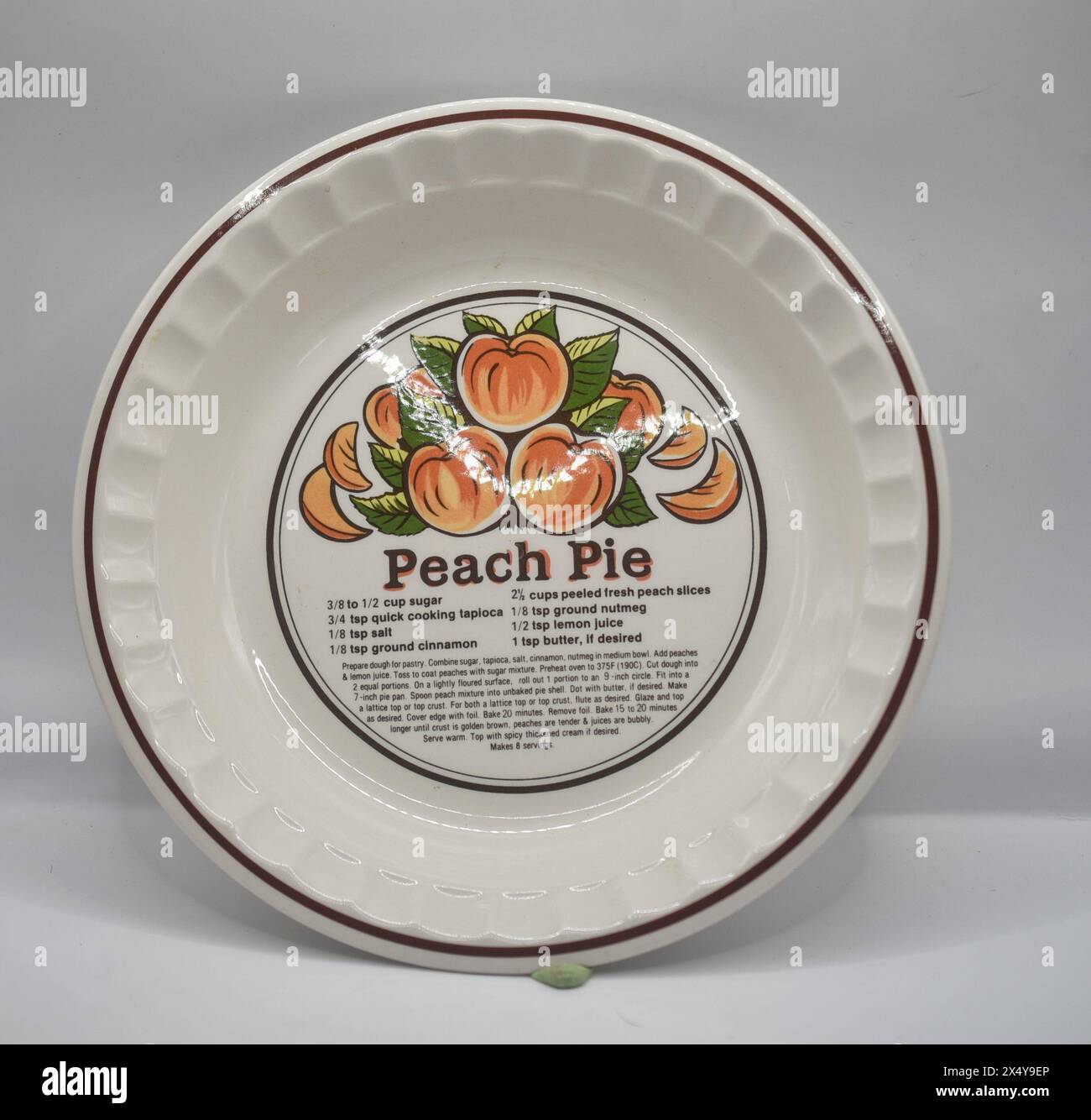 retro pie dish with recipe on bottom Stock Photo