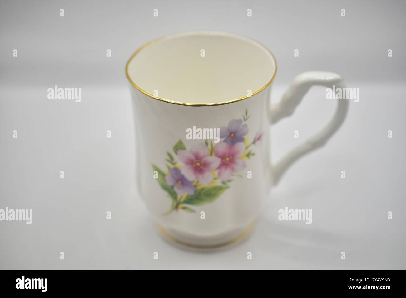 fine China tea cup with floral pattern Stock Photo