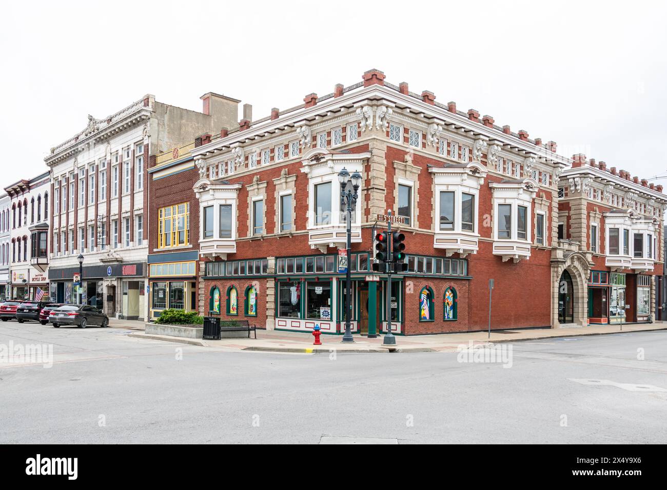 Historic Downtown Leavenworth KS Kansas Shopping District Stock Photo