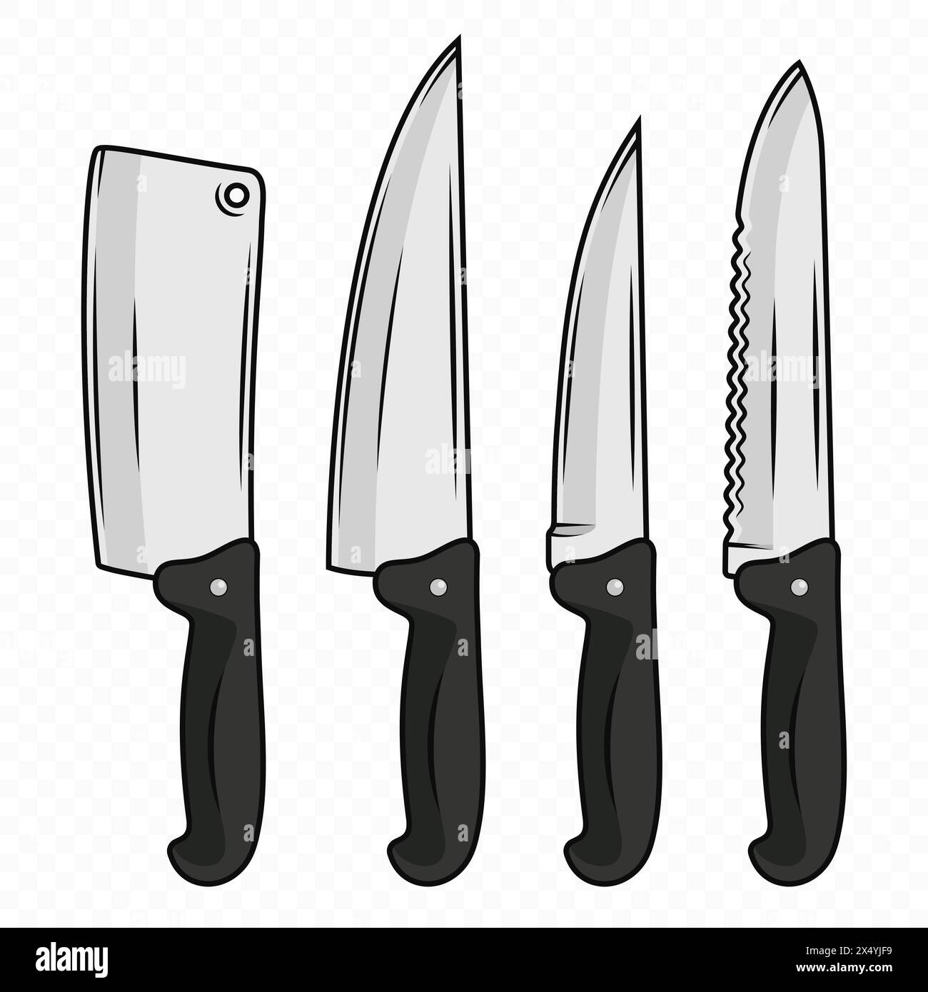 Vector Kitchen Knife Icon Set, Isolated. Various Kitchen Knives Design Vector Kitchen Knife Icon Set, Isolated. Various Kitchen Knives Design