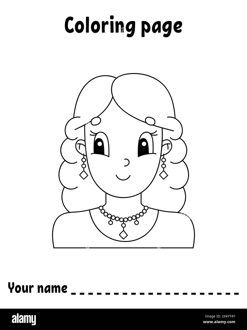 Coloring book page for kids. Cartoon style character. Isolated on white ...