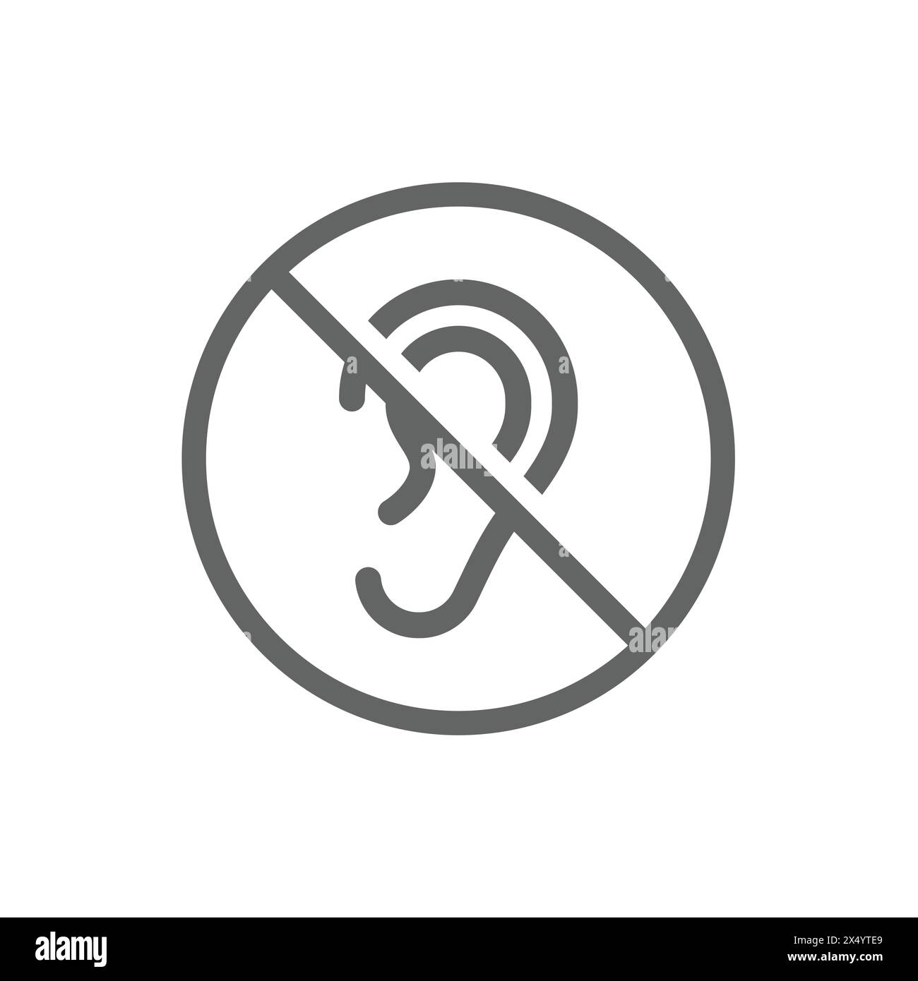 No hearing vector icon. Silence and no listening or deafness sign. Stock Vector